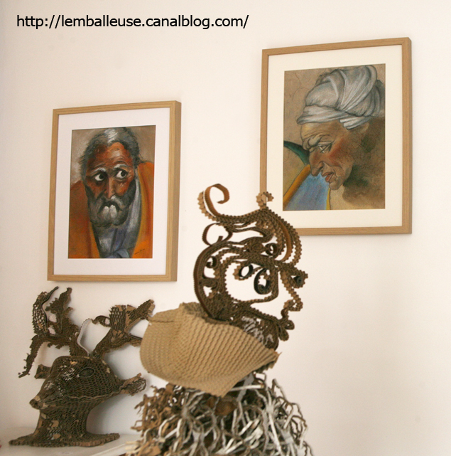 details sculptures et pastel de Laurence Etienne